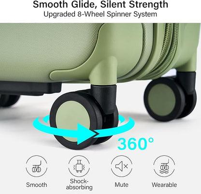 Hanke Expandable 28 Inch Luggage with Spinner Wheels, Hardside Large Suitcase, All-PC Hard Shell Checked Luggage, TSA Lock, Durable Checked-Large (Bamboo Green, 114L)