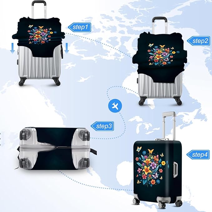 ANNA QUEEN Travel Luggage Cover Suitcase Protector Suitcase Cover Anti-Scratch,Stretchable Bag Cover Washable Durable Polyester