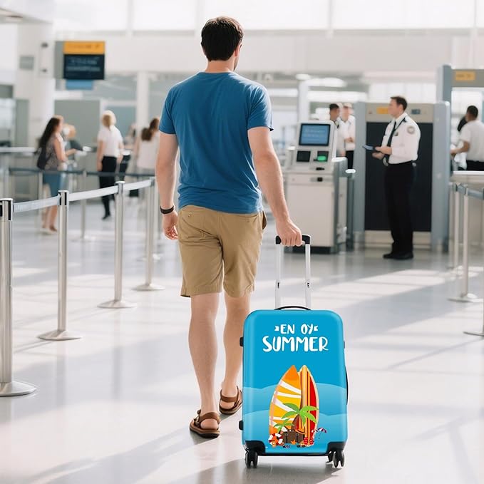 WUJIAONIAO Travel Luggage Cover Baggage Suitcase Cover Protector Skins 18-32 Inch (Beach surfing, S (for 18-20 inch luggage))