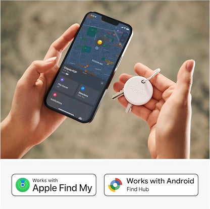 Chipolo POP Tracker Tag - Colorful, Compatible, Loud Bluetooth Tracker with Call Your Phone & Out of Range Alert, Works with Apple Find My or Google's Find My Device (White)