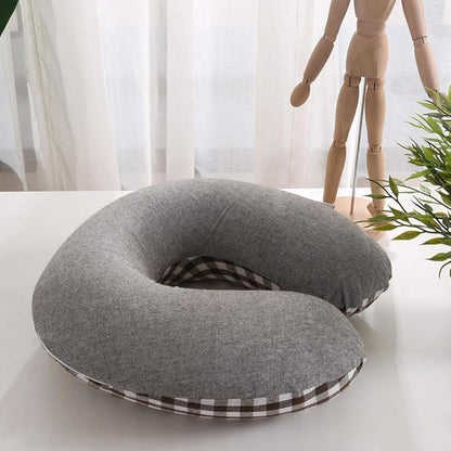 Buckwheat Neck Pillow for Sleeping U Shaped Pillow Cooling Travel Cervical Sleeping Pillow Head Neck Contour Support for Side Sleepers(12x12 inch, AB-Black)