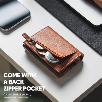 VULKIT Pop up Wallet Minimalist Cash Wallets RFID Blocking Leather Smart Credit Card Holder with Magnetic Closure for Men