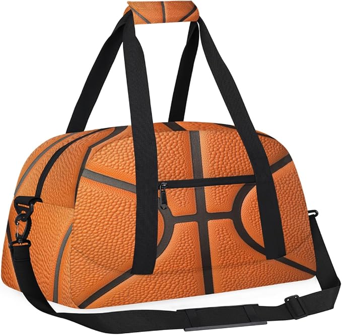 Kids Duffle Bag Girls Boys Basketball Texture Weekender Overnight Bag,Lightweight Duffel Bags for Traveling Gym Sport Dance