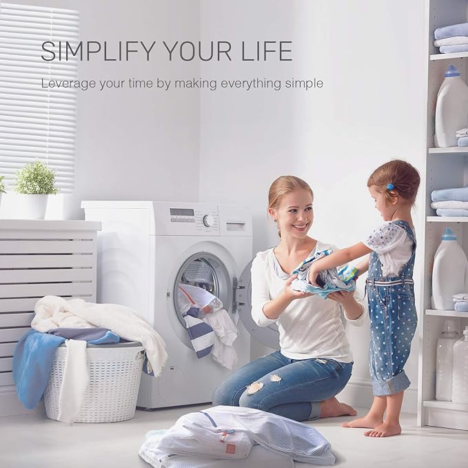 Mesh Laundry Bags for Delicates – 2 XLarge Durable Net with Anti Rust Zipper, Hanging Loop-Garment Safe Wash Bags and Organizer for Washing Machine, Lingerie, Jacket, Bra, Shoes, Sweater, Travel.