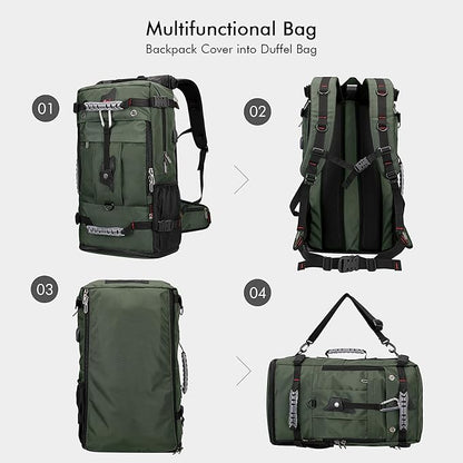 WITZMAN Travel Backpack for Men Convertible Duffle Luggage Bag fit 18 Inch Laptop Carry On Bags for Airplane (B681 Army Green)