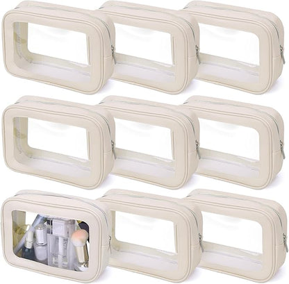 8 Packs TSA Approved Toiletry Bags Clear Toiletry Bags for Travel PVC Makeup Pouch Waterproof Quart Size Clear Cosmetic Bag with Zipper for Airport Airline Compliant Bag Women Men Travel Bathroom
