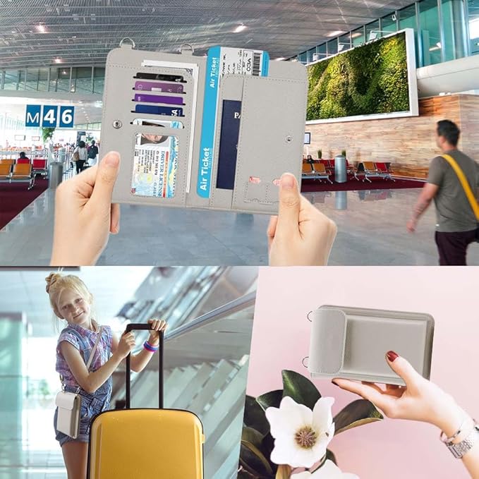 Passport Holder for Travel，Passport Holder & Neck Wallet with RFID Blocking,Hidden Neck Pouch for Travel- Holds Passports, Cards, Tickets, ID, Cash