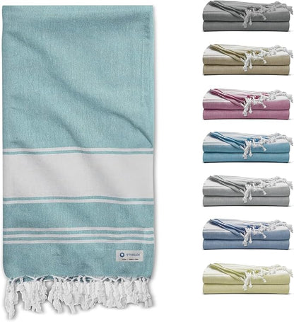 Cotton Turkish Beach Towel Towels Oversized 36"x72" Pool Absorbent Extra Large Quick Dry Sand Travel Towel (Light Green, 2 Pack)