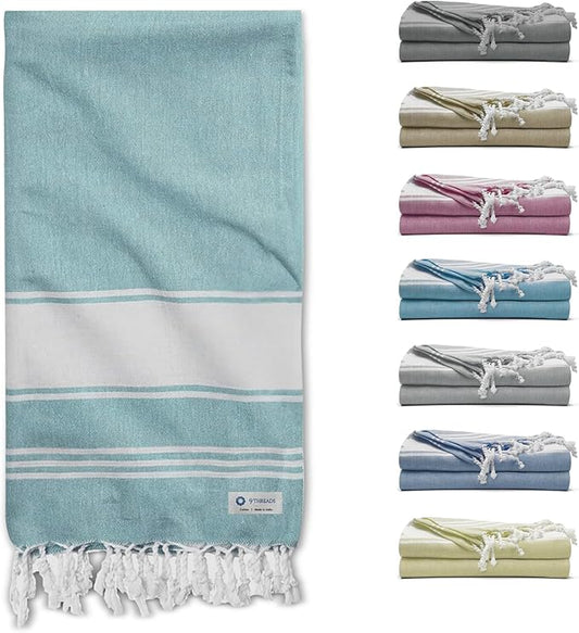 Cotton Turkish Beach Towel Towels Oversized 36"x72" Pool Absorbent Extra Large Quick Dry Sand Travel Towel (Light Green, 2 Pack)