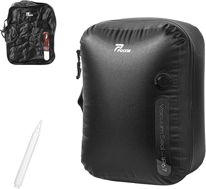 Vacuum Bags for Travel, 180° Open Zipper, IP67 Waterproof, Reusable Space Saver Compression Bags for Backpack, Suitcase(1 Pack, No Pump)