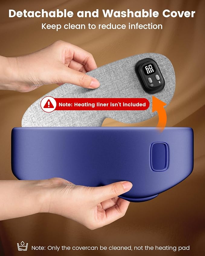 Heated Eye Mask Replaceable Cover - Electric Silk Eye Heating Pad Not Included, Adjustable Heated Sleep Eye Mask Cover, Stress and Tension Relief, Blue
