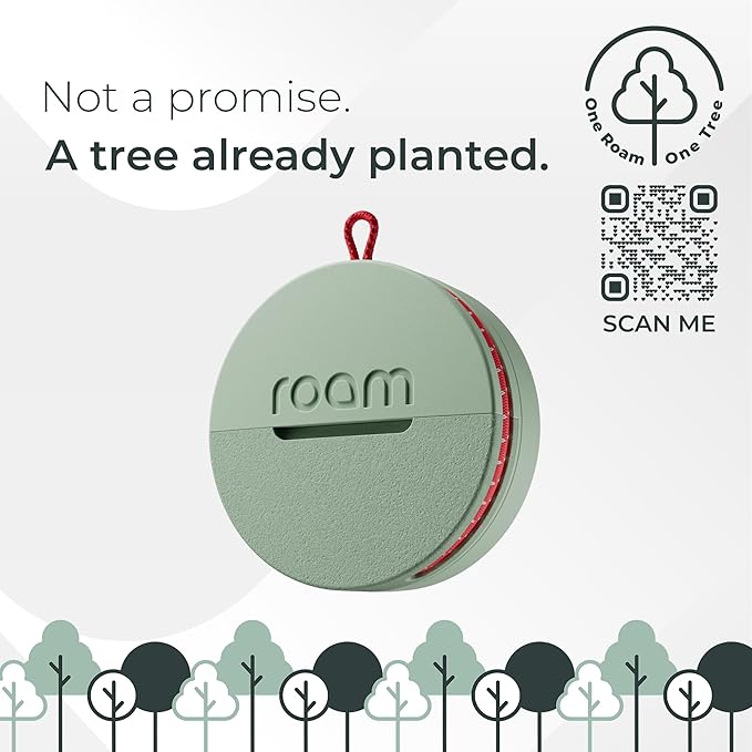 Roam Smart Tracker | Eco-Friendly Travel Tracker with Built-in Elastic Strap | QR Lost & Found, Global Find My Network | Replaceable Battery | No Extra App or Subscription Needed | 2-Pack, Green