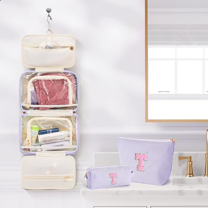 Mom Gifts for Women,Travel Toiletry Makeup Bag Organizer | Small Travel Essentials Makeup Bag - Lavender T