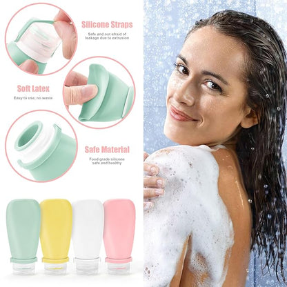 18 Pcs Travel Bottles Set for Toiletries, TSA Approved Travel Size Containers with Bandage Silicone Squeezable for Shampoo Conditioner Lotion Body Wash (Multicolour+White Bag)