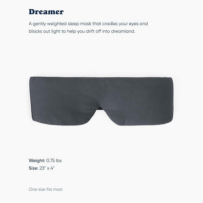 Bearaby Asteroid Grey Sleep Mask 23” x 4” Weighted Eye Mask for Sleeping 0.75 lbs 100% Light Blocking Mask for Travel and Rest Silky Soft Fabric for Deep Gentle Sleep