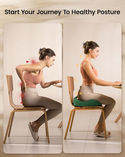 ProtoArc Seat Cushion, Office Chair Cushion for Sciatica, Coccyx Cushion, Ergonomic Memory Foam Seat Cushion for Car, Home, Pressure Relief Pad for Hip, Tailbone, All Day Comfort - Dark Green