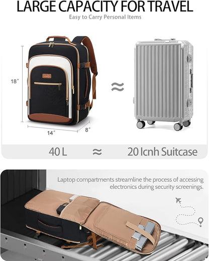 40L Travel Backpack for Women, Carry On Bag Flight Approved, Waterproof Backpacks with 3 Packing Cubes, Weekender Personal Item Backpack for Airplane Travel Essentials, TSA Approved