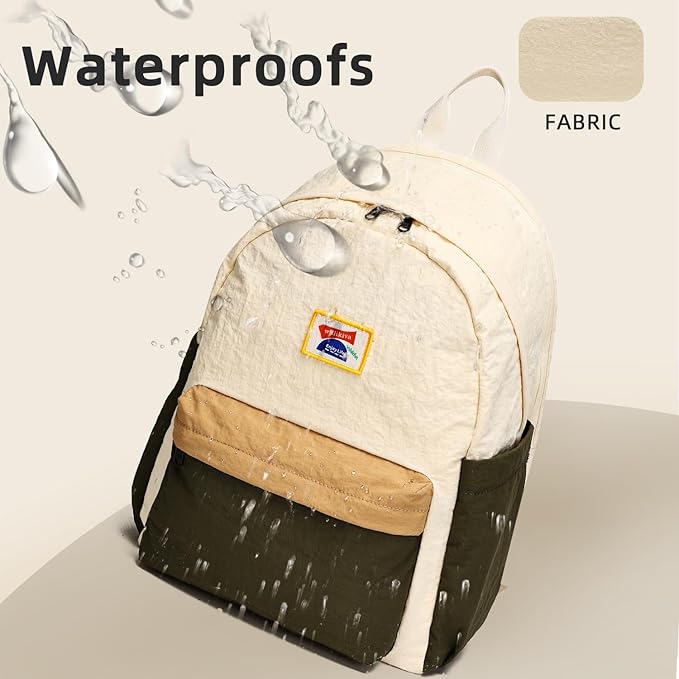 willikiva Kids Backpack for School Boys Girls Teens Toddler Backpack Waterproof Kindergarten Preschool Elementary Bookbag Children Travel Bag(Off White Deep Green,Medium)