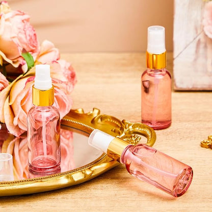 Roshtia 30 Pcs 1oz/ 30 ml Rose Gold Glass Spray Bottle Refillable Perfume Atomizer Clear Decorative Empty Bottles with Fine Mist Sprayer Pump for Face Body Travel