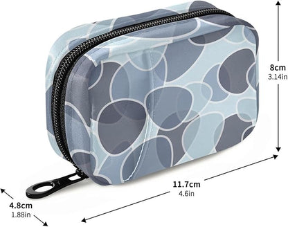 Pill Organizer Box Case Weekly Travel Pill Container Cute Pill Holder 7Day Vitamin Organizer Pill Dispenser Sorter Planner Storage Small Compact Blue Abstract Leaves14