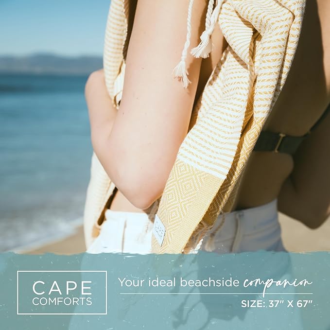 Oversized Turkish Beach Towel, Diamond Dobby Sunflower - 37'' x 67'' - Super Soft & Lightweight | Quick Dry Sand Free Travel Towels for Beach or Bath | Gifts