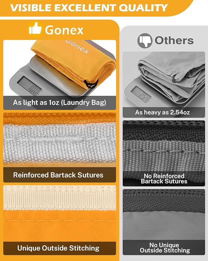 Gonex 8 Set Expandable Mesh Packing Cubes for Travel - Compression Packing Organizers with Toiletry, Laundry, Shoe & Cable Bags - Orange