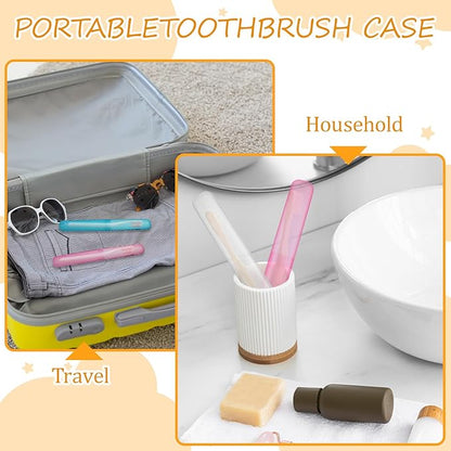 48 Pcs Travel Toothbrush Case Holder, 6 Colors Bulk Toothbrush Holders Portable Plastic Toothpaste Cover Protector Dust-proof Toothbrushes Storage for Travel Camping School Business Home