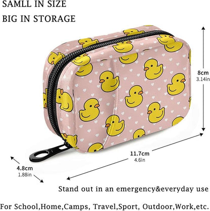 Fustylead Cartoon Duck Travel Pill Organizer Bag with Zipper Small Pill Box 7 Day Pill Case for Purse Storage Weekly Vitamin Medicine Supplement