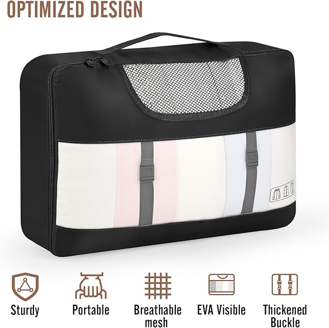 Veken 10 Set Packing Cubes for Travel Essential, Suitcase Organizer Bags in 4 Sizes, Carry-On Luggage Accessories with Large Laundry & Hanging Toiletry Bag, Must-Have for Airplane, Road Trip & Camping