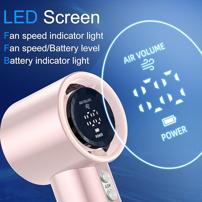 Portable Handheld Fan, Speed (1-100) Adjustable Turbo Personal, 4000mAh Battery Rechargeable Cooling Fan, Digital Display, Gifts for Women Men Travel/Camping/Outdoor (Powder/Beige)