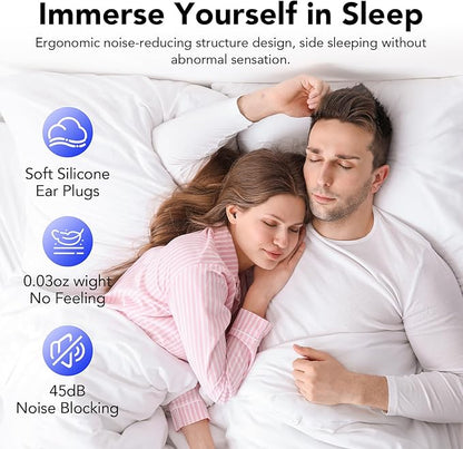 Ear Plugs for Sleeping Noise Cancelling, Ultra-Soft Silicone Ear Plugs for Sleep, 45dB Reusable Noise Cancelling Ear Plug Hearing Protection for Study/Work/Concert, EarPlugs with Case & 8 Eartips