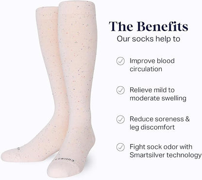 Comrad Recycled Cotton Knee High Socks - 15-20mmHg Graduated Compression Socks - Soft & Breathable Support Socks, Unisex
