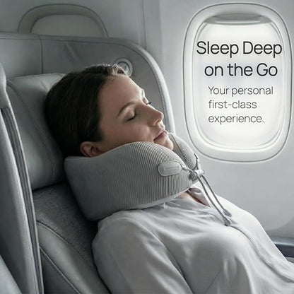 Memory Foam Travel Neck Pillow for Airplane, 360° Head Support Travel Essentials for Long Flights, Breathable Cooling Cover and Compact Storage Case, Portable Gift for Men and Women