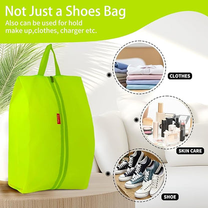 6pcs Portable Shoe Organizer, Travel Pouches with Zipper, Golf Shoe Bags, Clothes Bags, Soccer Cleats Bag Shoe Pouch for Gym, Waterproof, Odor-Resistant (Green)