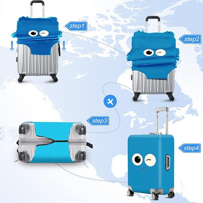 ANNA QUEEN Funny Blue emoticon Travel Luggage Cover Suitcase Protector Suitcase Cover Anti-Scratch,Stretchable Fit for 18-32Inch Luggage,Travel Bag Cover Washable L(fits 26-28Inch suitcase)