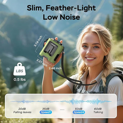 AMACOOL Mini Portable Waist Fan Clip on, 13000RPM 4-Speeds Personal Neck Fans, Up to 24H Battery Life, Rechargeable Wearable Shirt Belt Fan for Outdoor Work Jobsite Travel Camping, Gifts for Men Dad