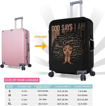 Travel Suitcase Protector African American Woman Elastic Protective Washable Luggage Cover With Concealed Zipper Suitable For 18-32 Inch (L (for 25--28 inch luggage))