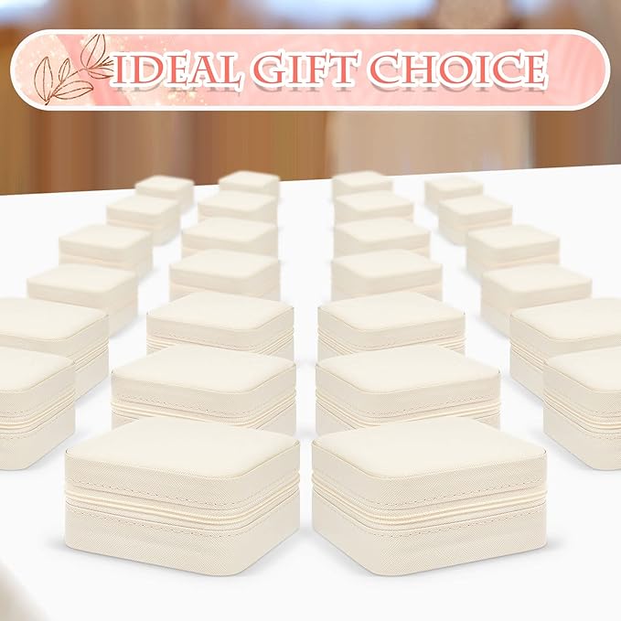 Taiyin 12 Pcs Travel Jewelry Case Box Bridesmaid Gifts Bulk Travel Jewelry Cases Boxes Small Jewels Organizers Mini Accessories Ornaments Storage for Women Girls Wedding Gifts (White)