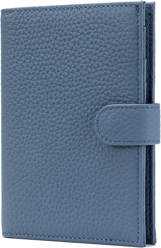 RFID Slim Passport Holder for Man & Women, Compact Leather Passport Wallet with Card Holders SIM Slots, Zippered Coins Pocket and Cash Holder Travel Passport Cover Case, Dark Blue