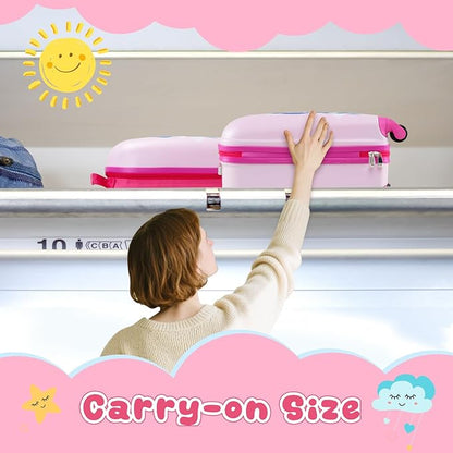 KOTEK Kids Carry On Luggage Set, 16" Hardside Rolling Suitcase with Spinner Wheels, Travel Rolling Luggage for Boys Girls (Mermaid)