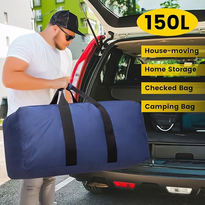 Vorspack Extra Large Duffle Bag for Travel - 150L Duffel Bag for Men Gear Bag for Storage Foldable Weekender Bag for Overnight Camping - Blue
