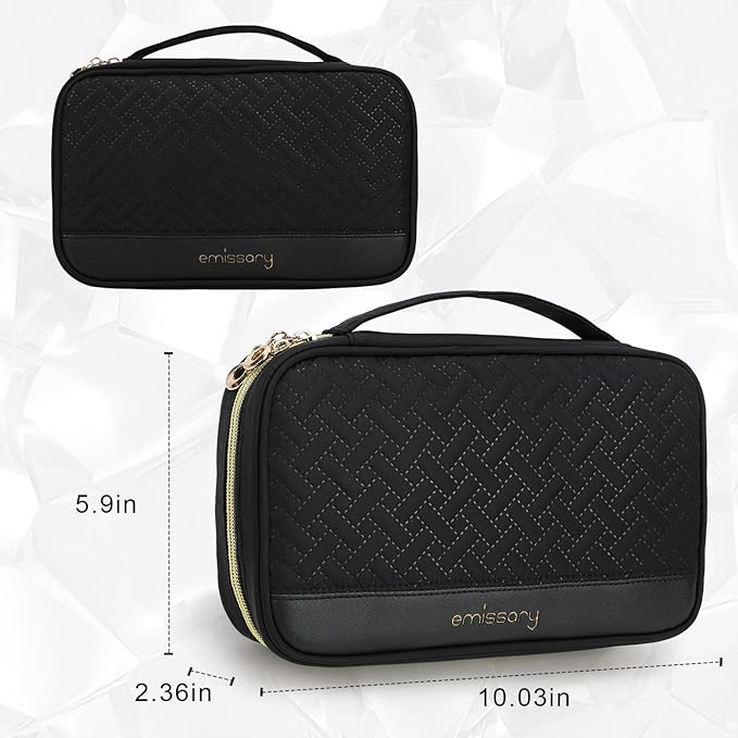 emissary Jewelry Organizer Case Travel Jewelry Storage Bag for Necklace, Earrings, Rings, Bracelet, Jewelry Storage, Earring Storage, Necklace Storage, Pouch Bag Luggage Accessories for Travel (Black)