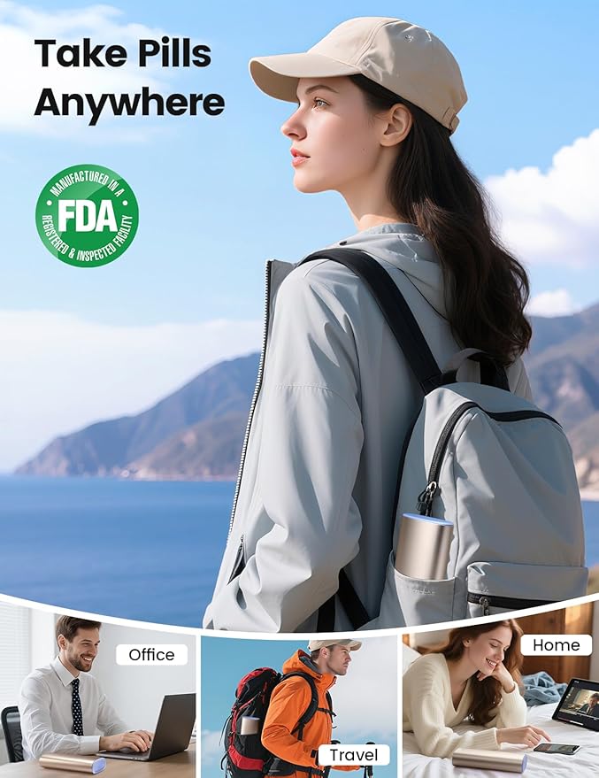 Vaydeer Large Weekly Pill Organizer 2 Times a Day,Metal 7 Day Travel Pill Box with Double Protection,AM PM Pill Case for for Medication, Vitamins, Fish Oils, Supplements(Silver)