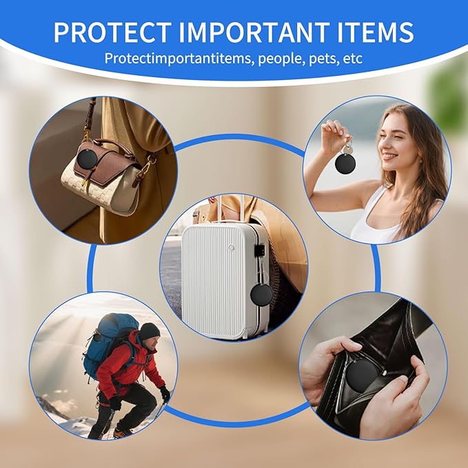 Air Tracker Tags 4 Pack, Seamlessly Works with Apple Find My (iOS Only),Multi-Use Item Finder for Keys/Wallets/Luggage/Backpacks/Suitcases–Organize & Secure Your Essentials (Not for Android)