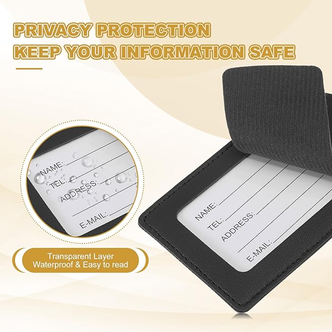 PATIKIL Leather Luggage Tag, 50 Pcs Luggage Tags Pu Bag Tags for Suitcases Airplane Travel Essentials, Black