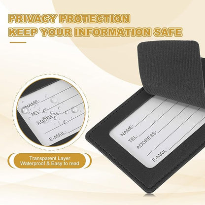 PATIKIL Leather Luggage Tag, 50 Pcs Luggage Tags Pu Bag Tags for Suitcases Airplane Travel Essentials, Black