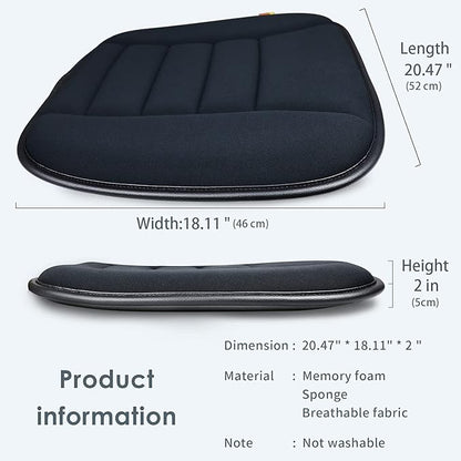 Thick Seat Cushion Memory Foam Car Seat Cushion Pad for Car Driver Seat Office Chair, Thickened Black