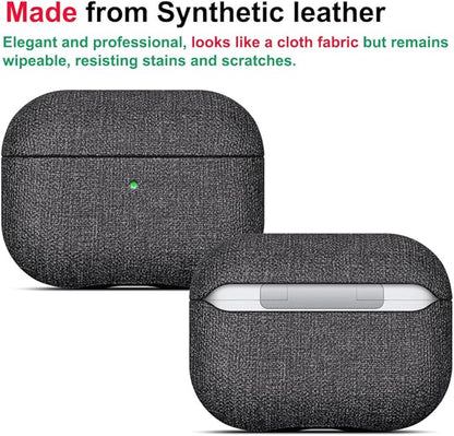 LOPIE Case for AirPods Pro 2nd Generation - Handmade AirPods Pro 2 Case Cover with Lanyard - Made of Vegan Leather - Canvas Style - Protective Hard Shell Cover - Wireless Charging Compatible - Black