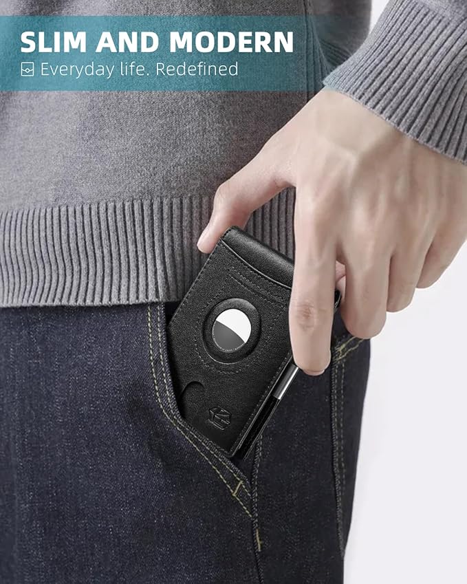 Zitahli Men's Wallets Airtag Holder Slim Rfid Leather with Gift Box