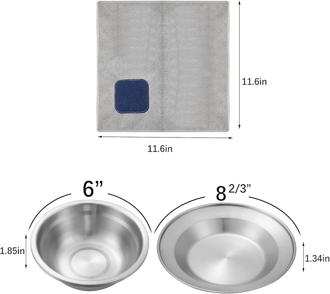 Stainless Steel Camping Cutlery Set - 8 Piece, Includes Spoons, Mugs, Bowls, Plates, Rags & Organizer Straps - Easy to Carry for Backpacking, Camping, Hiking and Picnics
